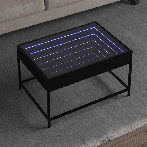 Mesa de Centro, Mesa baixa, luzes LED Infinity 70x50x41 cm preto