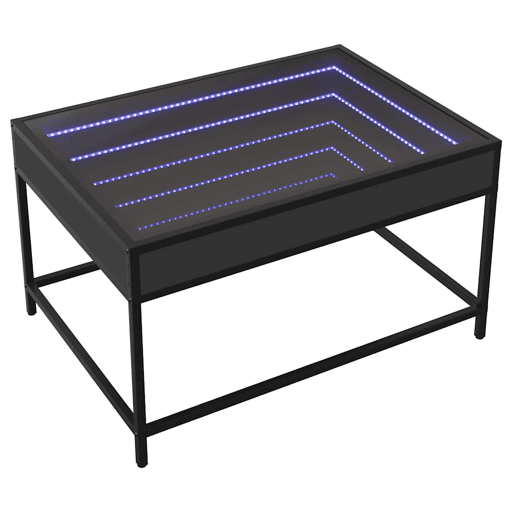 Mesa de Centro, Mesa baixa, luzes LED Infinity 70x50x41 cm preto