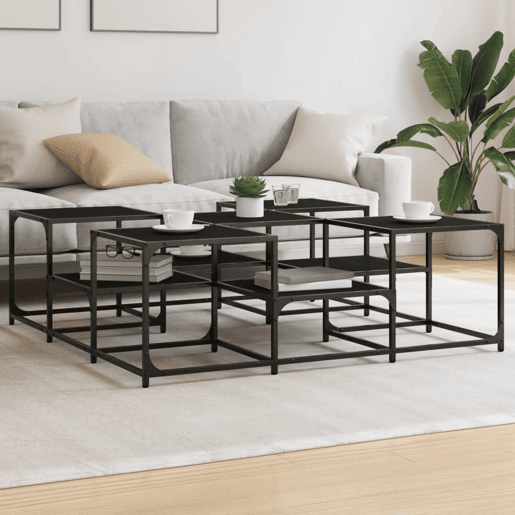 Mesa de Centro, Mesa baixa, 121x121x40 cm derivados de madeira preto