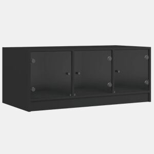 Mesa de Centro, Mesa baixa, c portas de vidro 102x50x42 cm preto