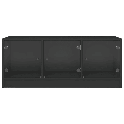 Mesa de Centro, Mesa baixa, c portas de vidro 102x50x42 cm preto