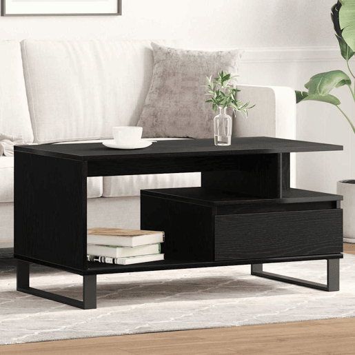 Mesa de Centro, Mesa baixa, com gaveta Carvalho Preto 90 x 49 x 45 cm