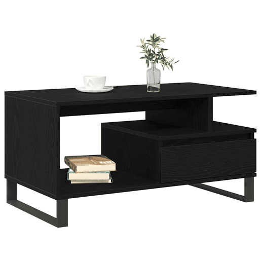 Mesa de Centro, Mesa baixa, com gaveta Carvalho Preto 90 x 49 x 45 cm