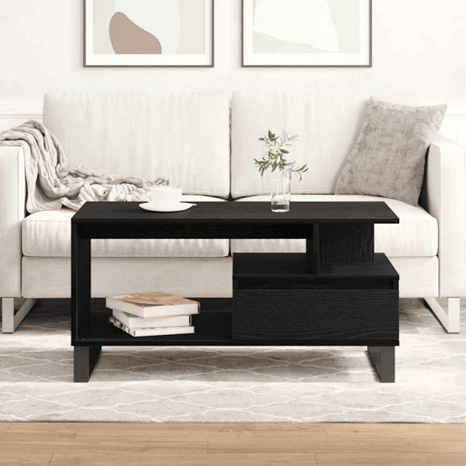 Mesa de Centro, Mesa baixa, com gaveta Carvalho Preto 90 x 49 x 45 cm