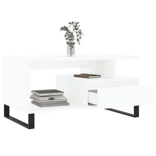 Mesa de Centro, Mesa baixa, 90x49x45 cm derivados de madeira branco