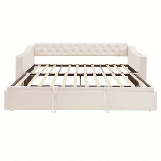 Cama com gavetão 90180x190 cm - com tomadas e compartimento para arrumação - tecido aveludado - Bege