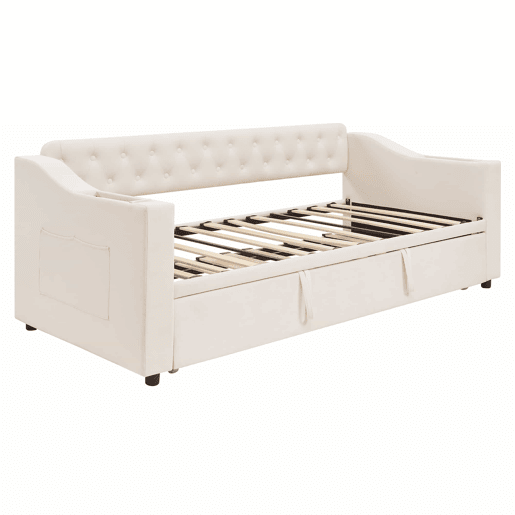 Cama com gavetão 90180x190 cm - com tomadas e compartimento para arrumação - tecido aveludado - Bege