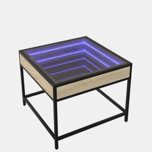 Mesa de Centro, Mesa baixa, luzes LED Infinity 50x50x41 cm carvalho sonoma
