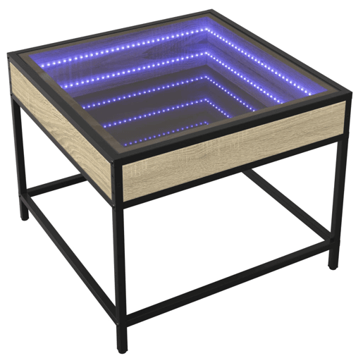 Mesa de Centro, Mesa baixa, luzes LED Infinity 50x50x41 cm carvalho sonoma