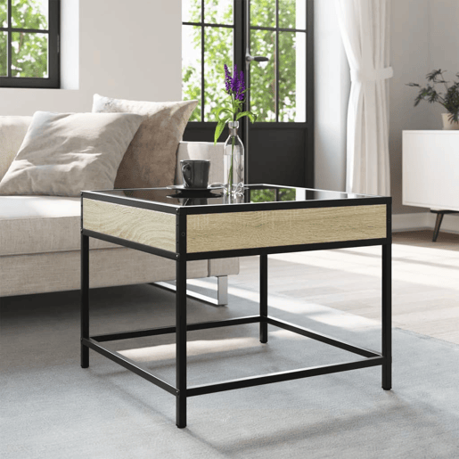 Mesa de Centro, Mesa baixa, luzes LED Infinity 50x50x41 cm carvalho sonoma
