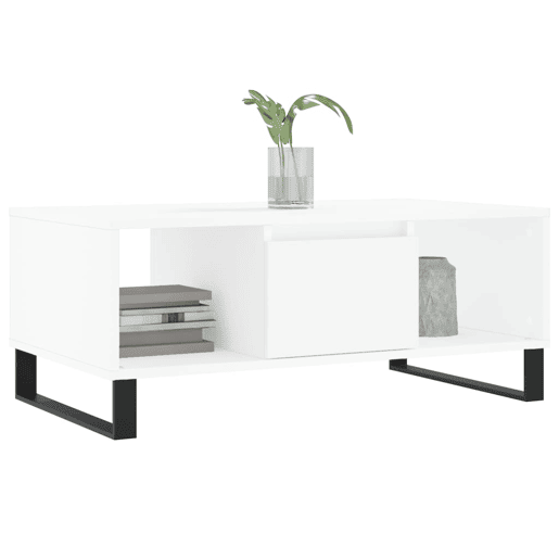 Mesa de Centro, Mesa baixa, 90x50x36,5 cm derivados de madeira branco