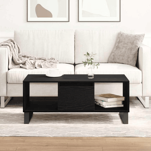 Mesa de Centro, Mesa baixa, com gaveta Carvalho Preto 90 x 50 x 36,5 cm