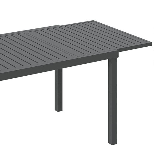 Outsunny Mesa de Jardim Extensível 150225x85x75 cm, Mesa de Jantar Exterior Extensível Retangular de Alumínio com Tampo de Ripas para 6-8 Pessoas, para Pátio, Terraço, Cinzento Escuro