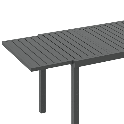 Outsunny Mesa de Jardim Extensível 150225x85x75 cm, Mesa de Jantar Exterior Extensível Retangular de Alumínio com Tampo de Ripas para 6-8 Pessoas, para Pátio, Terraço, Cinzento Escuro