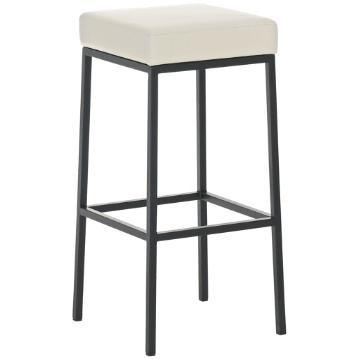 Conjunto de 2 banquetas de bar com apoio para os pés design simples 80 cm de altura assento em PVC creme estrutura em metal preto 10_0004364