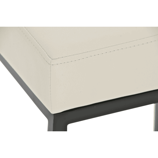 Conjunto de 2 banquetas de bar com apoio para os pés design simples 80 cm de altura assento em PVC creme estrutura em metal preto 10_0004364