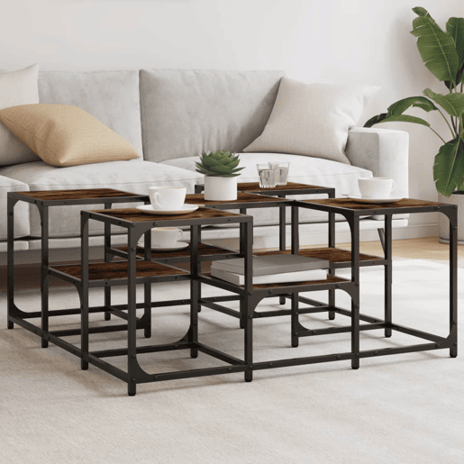 Mesa de Centro, Mesa baixa, 91x91x40 cm derivados de madeira carvalho fumado