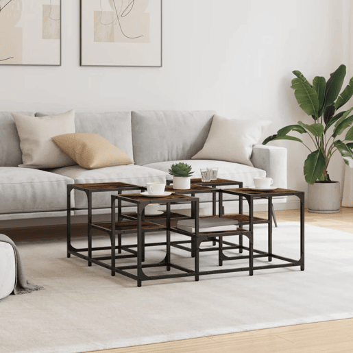 Mesa de Centro, Mesa baixa, 91x91x40 cm derivados de madeira carvalho fumado