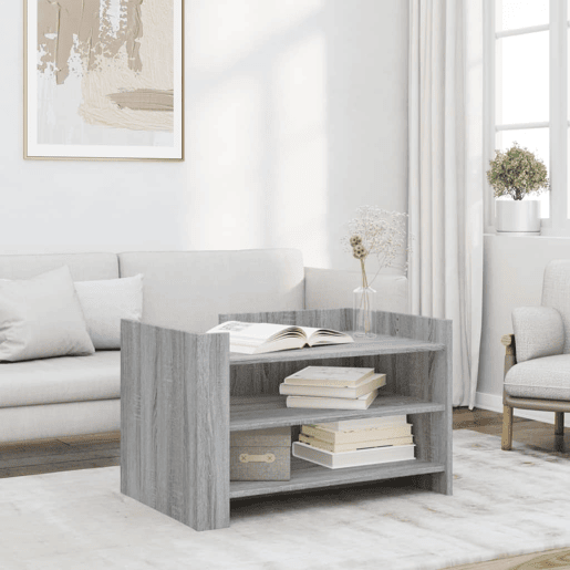 Mesa de Centro, Mesa baixa, 80x50x50 cm derivados de madeira cinzento sonoma