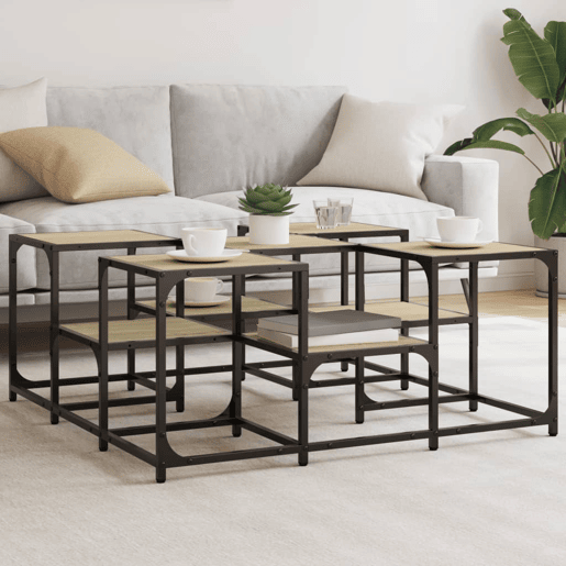 Mesa de Centro, Mesa baixa, 91x91x40 cm derivados de madeira carvalho sonoma