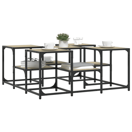 Mesa de Centro, Mesa baixa, 91x91x40 cm derivados de madeira carvalho sonoma