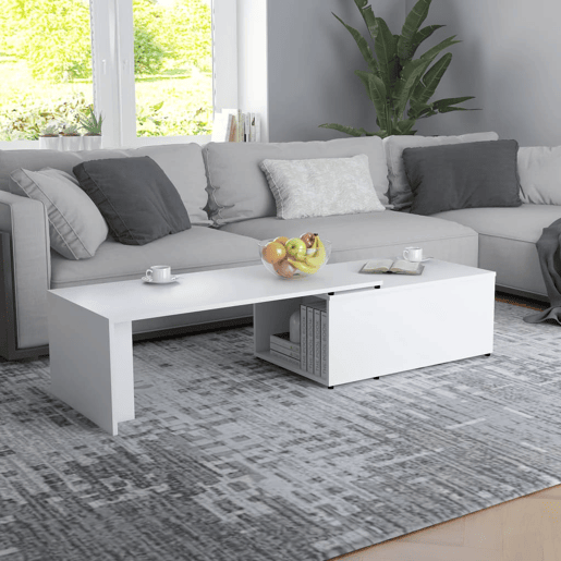 Mesa de Centro, Mesa baixa, 150x50x35 cm derivados de madeira branco