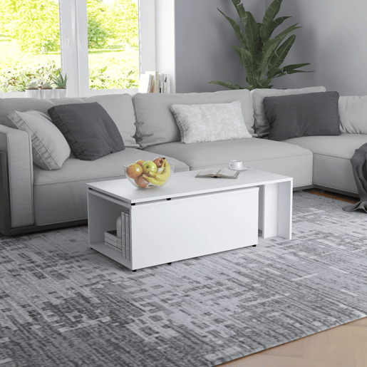 Mesa de Centro, Mesa baixa, 150x50x35 cm derivados de madeira branco
