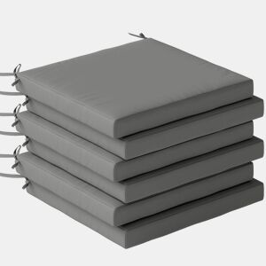 Outsunny Conjunto de Almofadas para Cadeiras de Jantar, 46x42x7 cm, 6 Peças, Almofadas para Cadeiras de Jardim com Capa Lavável e Laços, Impermeável e Anti-UV, Cinzento Escuro