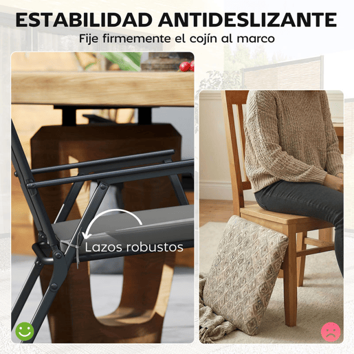 Outsunny Conjunto de Almofadas para Cadeiras de Jantar, 46x42x7 cm, 6 Peças, Almofadas para Cadeiras de Jardim com Capa Lavável e Laços, Impermeável e Anti-UV, Cinzento Escuro