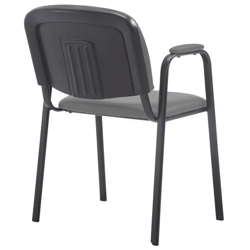 Cadeira para visitantes com apoios de braço integrados para área de espera PVC cinza base de metal preto com 4 pés 10_0003377