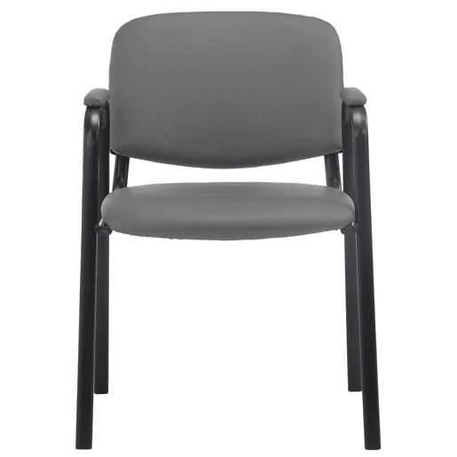Cadeira para visitantes com apoios de braço integrados para área de espera PVC cinza base de metal preto com 4 pés 10_0003377