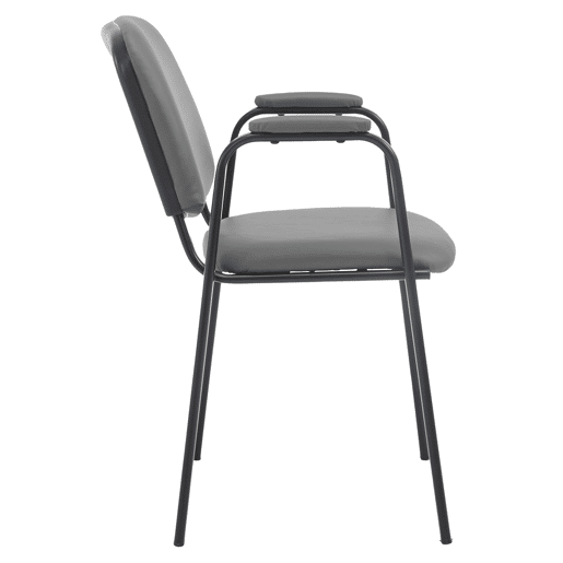 Cadeira para visitantes com apoios de braço integrados para área de espera PVC cinza base de metal preto com 4 pés 10_0003377