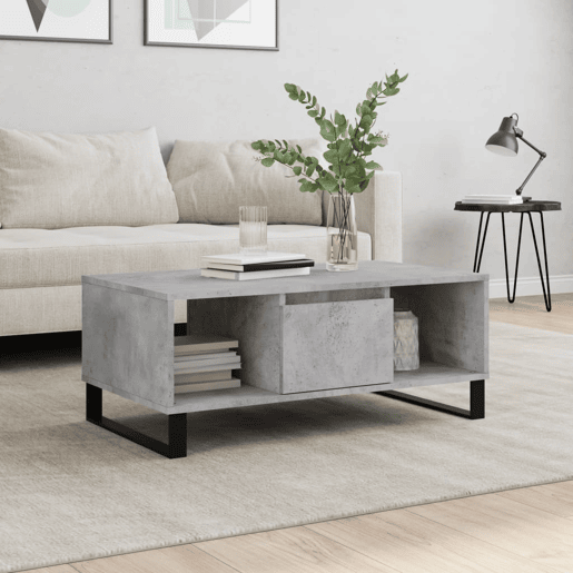 Mesa de Centro, Mesa baixa, 90x50x36,5 cm derivados madeira cinzento cimento