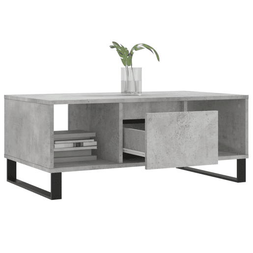 Mesa de Centro, Mesa baixa, 90x50x36,5 cm derivados madeira cinzento cimento