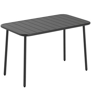 Outsunny Mesa de Jantar de Jardim Retangular, 120x70x72 cm, Mesa de Terraço Exterior de Aço com Tampo com Ripas, para 4 Pessoas, Suporta 50 kg, para Pátio, Varanda, Cinzento