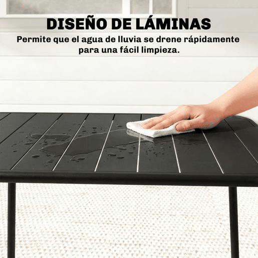 Outsunny Mesa de Jantar de Jardim Retangular, 120x70x72 cm, Mesa de Terraço Exterior de Aço com Tampo com Ripas, para 4 Pessoas, Suporta 50 kg, para Pátio, Varanda, Cinzento