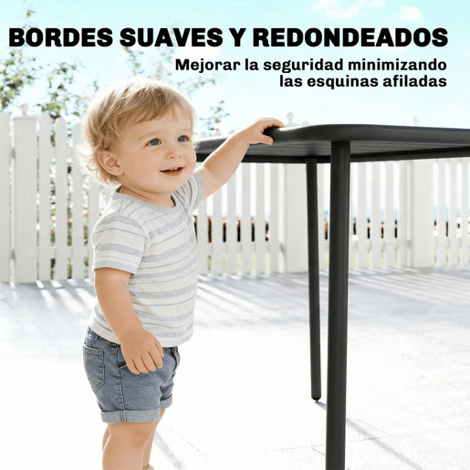 Outsunny Mesa de Jantar de Jardim Retangular, 120x70x72 cm, Mesa de Terraço Exterior de Aço com Tampo com Ripas, para 4 Pessoas, Suporta 50 kg, para Pátio, Varanda, Cinzento