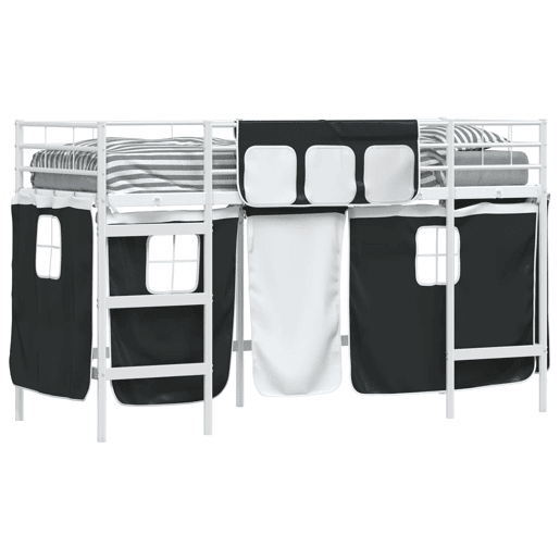 Estrutura de Cama Infantil Loft para Crianças com Cortinas 100 x 190 cm
