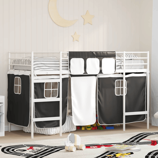 Estrutura de Cama Infantil Loft para Crianças com Cortinas 100 x 190 cm