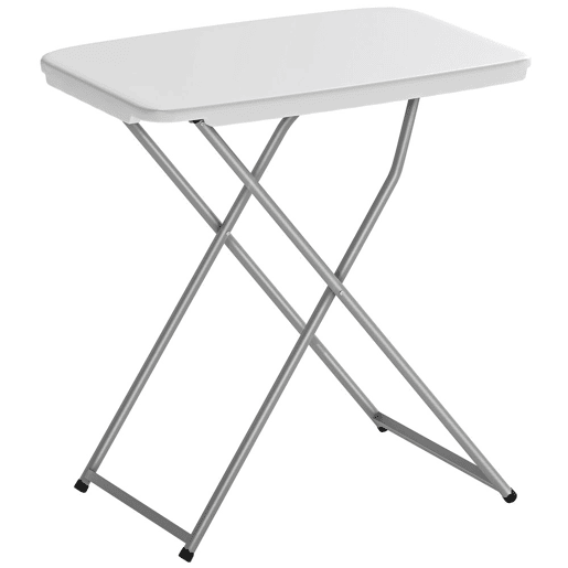 Outsunny Mesa Dobrável de Campismo 75x50x73,5 cm Mesa Portátil com Altura Ajustável em 5 Níveis com Bancada em HDPE e Estrutura Metálica para Parque de Campismo Praia Branco