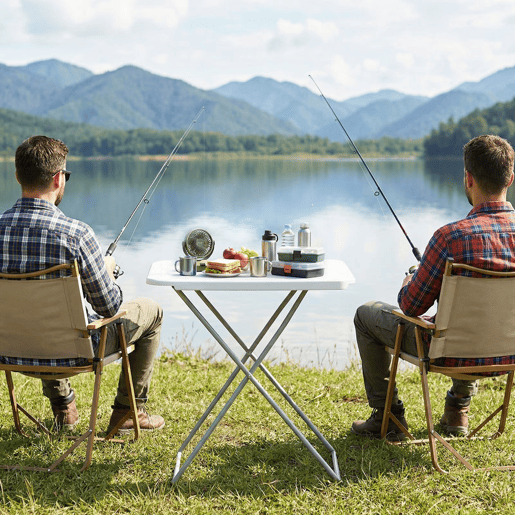 Outsunny Mesa Dobrável de Campismo 75x50x73,5 cm Mesa Portátil com Altura Ajustável em 5 Níveis com Bancada em HDPE e Estrutura Metálica para Parque de Campismo Praia Branco
