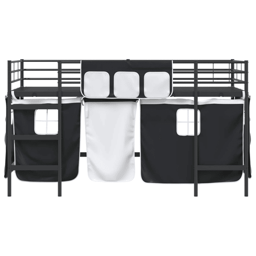 Estrutura de Cama Infantil Loft para Crianças com Cortinas Preto