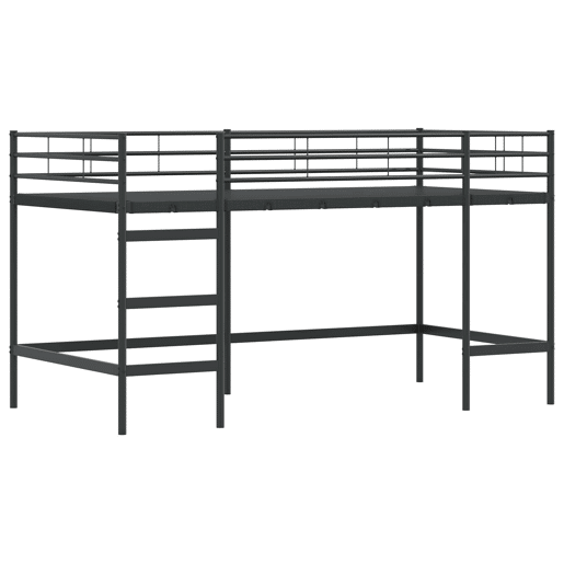 Estrutura de Cama Infantil Loft para Crianças com Cortinas Preto e Azul
