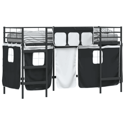 Estrutura de Cama Infantil Loft para Crianças com Cortinas Preto