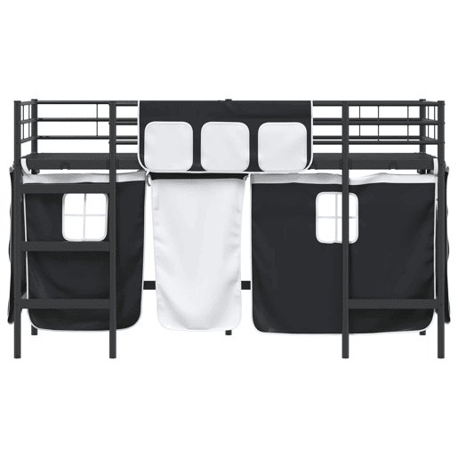 Estrutura de Cama Infantil Loft para Crianças com Cortinas Preto