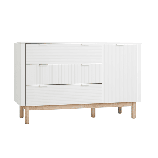 Cómoda 3 gavetas 1 porta Pinio Miloo Branco