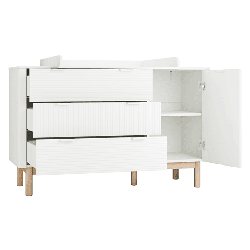 Cómoda 3 gavetas 1 porta Pinio Miloo Branco