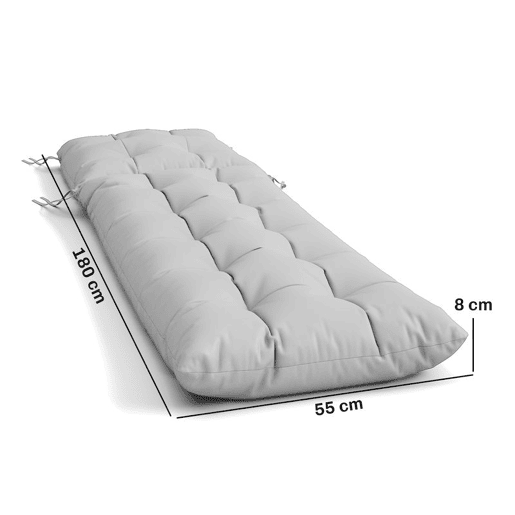 Outsunny Conjunto de 2 Almofadas para Espreguiçadeiras, 180x55 cm, Almofadas para Espreguiçadeiras de Exterior Espessas, UPF30+, Almofadas de Substituição com 4 Fitas, Cinzento Claro