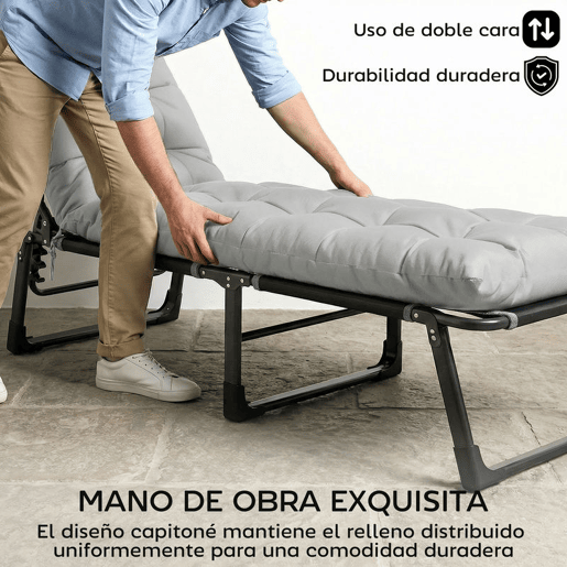 Outsunny Conjunto de 2 Almofadas para Espreguiçadeiras, 180x55 cm, Almofadas para Espreguiçadeiras de Exterior Espessas, UPF30+, Almofadas de Substituição com 4 Fitas, Cinzento Claro