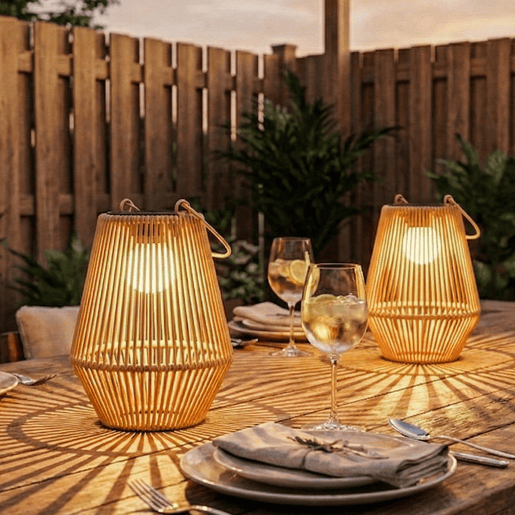 Outsunny Conjunto de 2 Lanternas Solares de Exterior, Luzes de Jardim de Rattan Suspensas com Ligação e Desligamento Automático, IP44, Alça, Lâmpadas para Terraço, Varanda, Pátio, 16x16x21 cm, Castanho